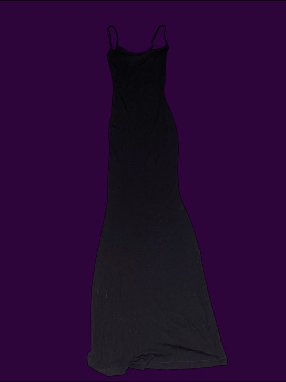 SKIMS Black Slim Slip Maxi Dress with Spaghetti Straps